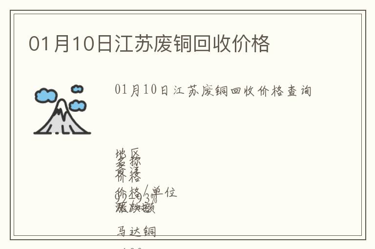 01月10日江蘇廢銅回收價格