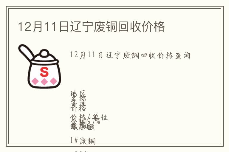 12月11日遼寧廢銅回收價格