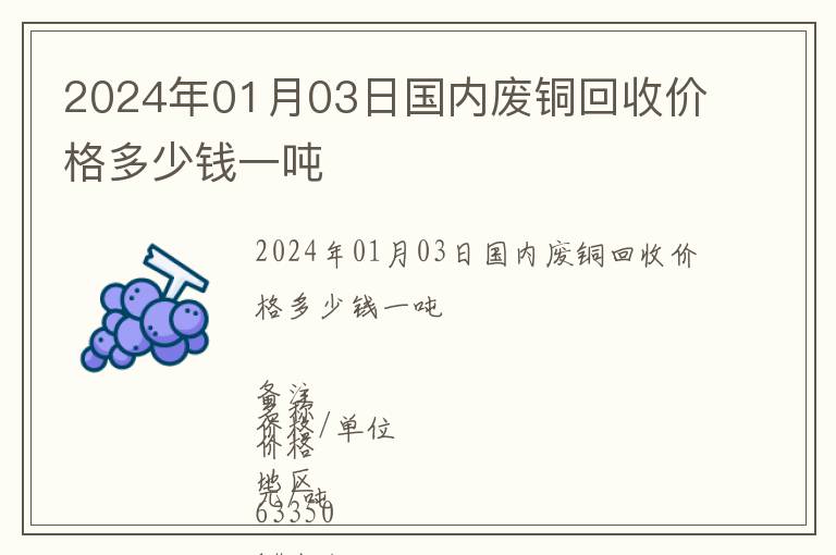 2024年01月03日國內(nèi)廢銅回收價格多少錢一噸