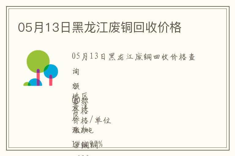 05月13日黑龍江廢銅回收價(jià)格