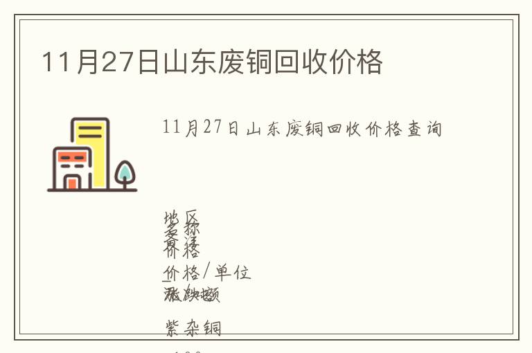 11月27日山東廢銅回收價格