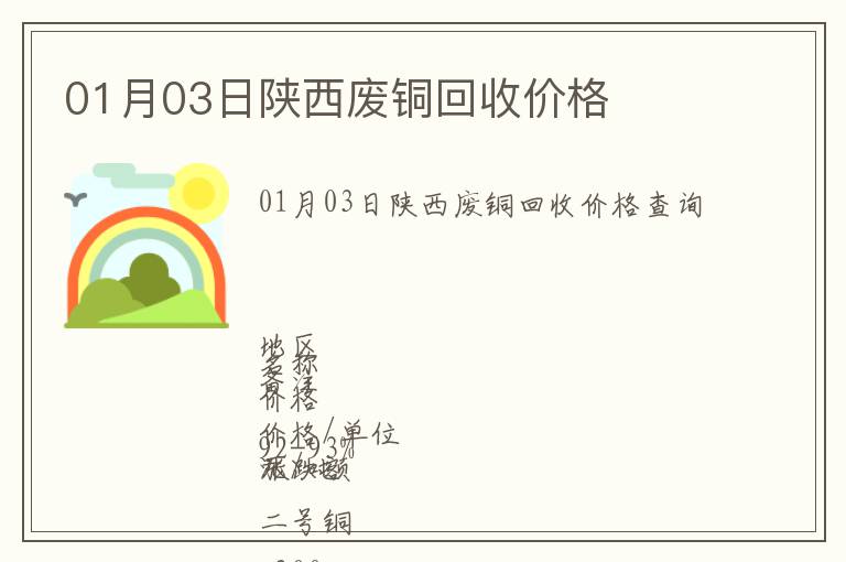 01月03日陜西廢銅回收價(jià)格