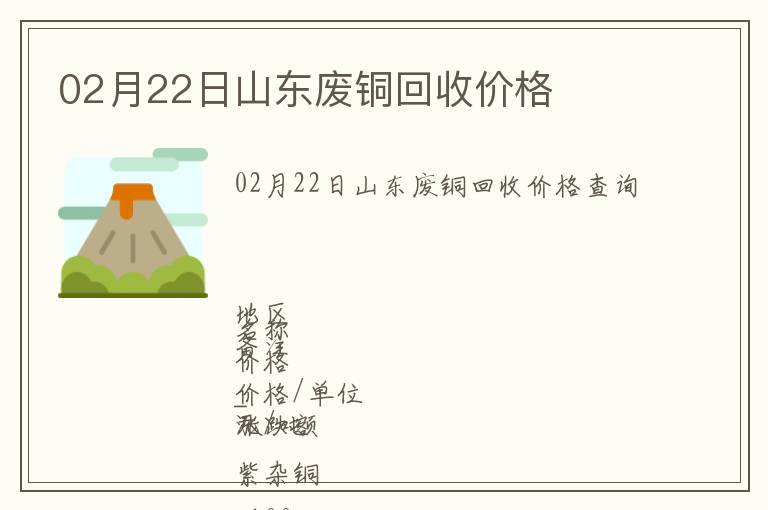 02月22日山東廢銅回收價格