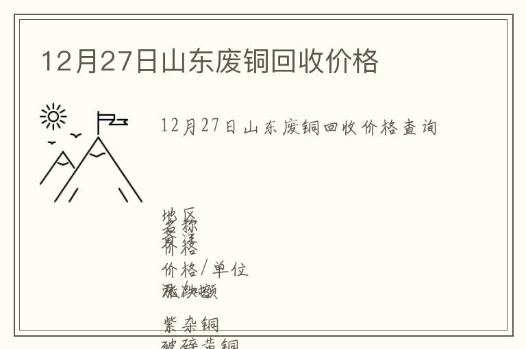 12月27日山東廢銅回收價格