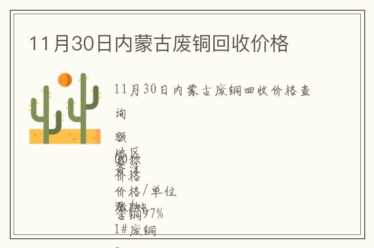 11月30日內蒙古廢銅回收價格