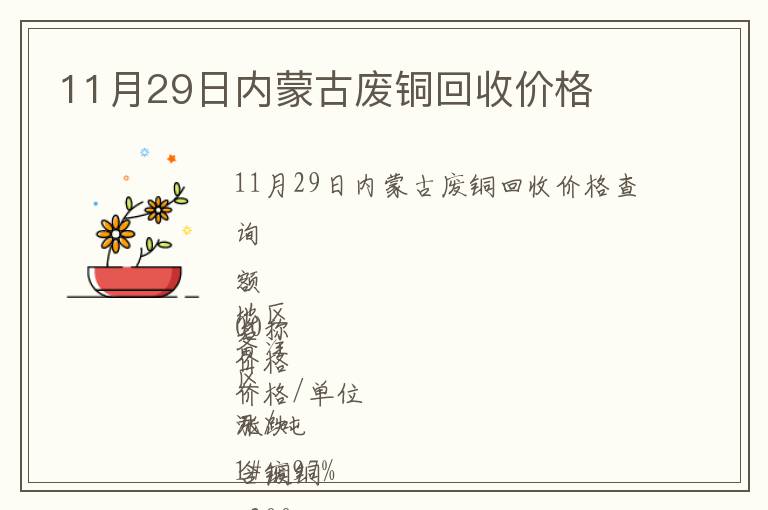 11月29日內蒙古廢銅回收價格