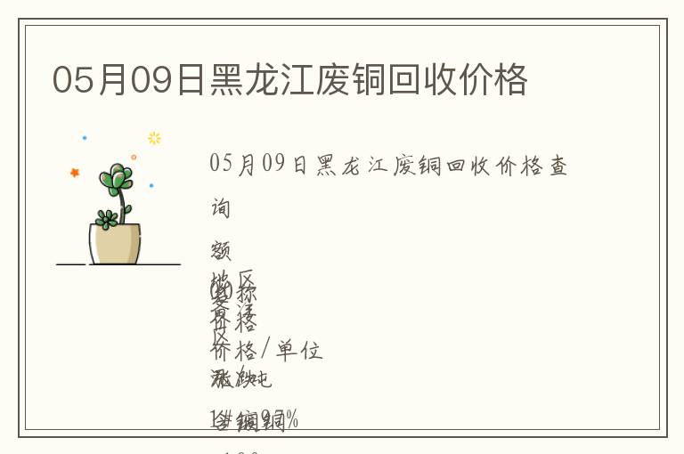 05月09日黑龍江廢銅回收價格