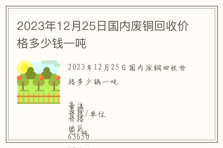 2023年12月25日國內廢銅回收價格多少錢一噸