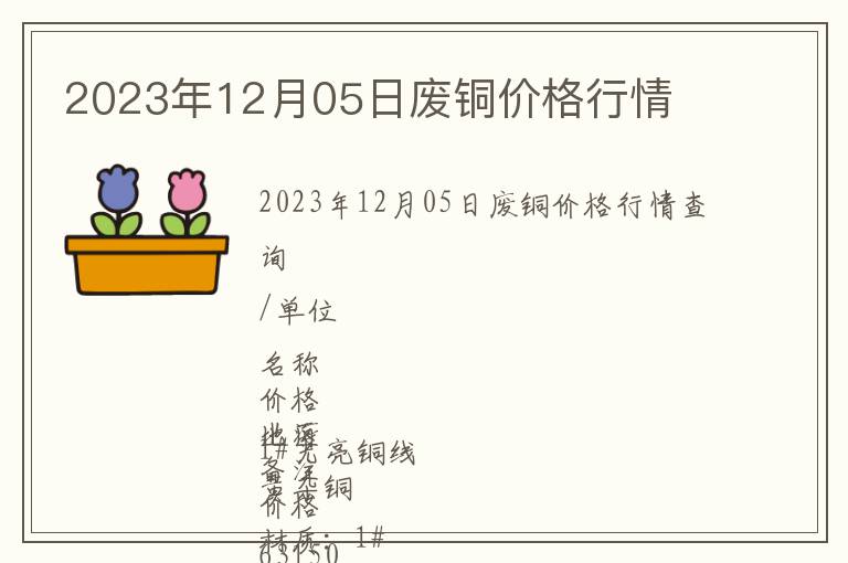 2023年12月05日廢銅價格行情