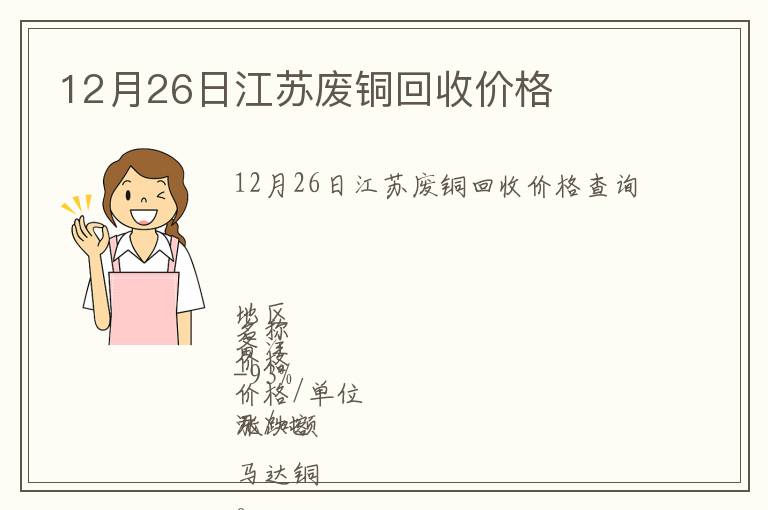 12月26日江蘇廢銅回收價格