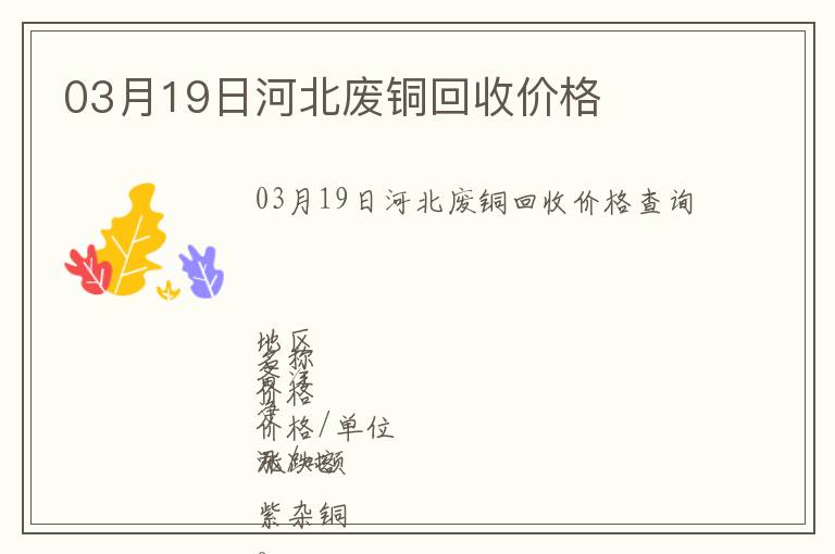 03月19日河北廢銅回收價格