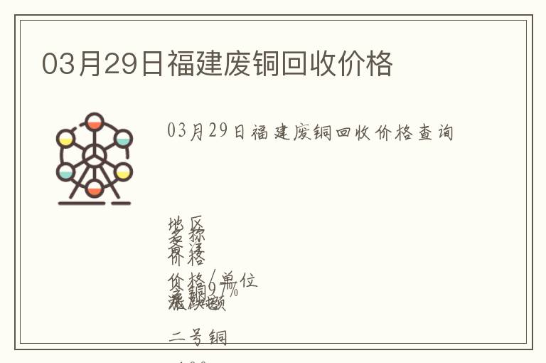 03月29日福建廢銅回收價(jià)格