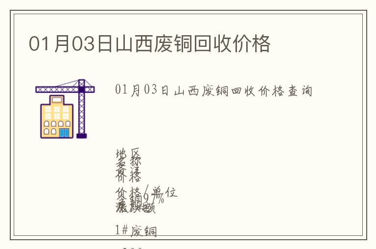 01月03日山西廢銅回收價格