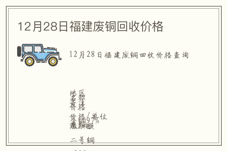 12月28日福建廢銅回收價(jià)格