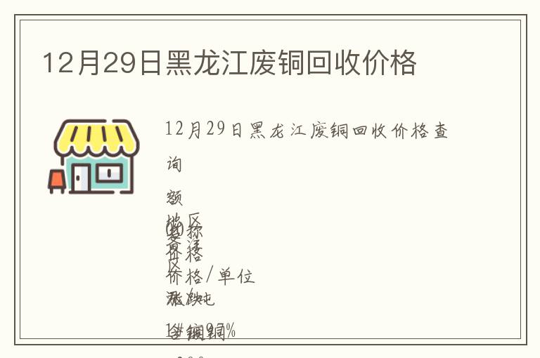 12月29日黑龍江廢銅回收價格