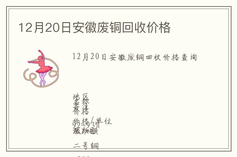 12月20日安徽廢銅回收價(jià)格