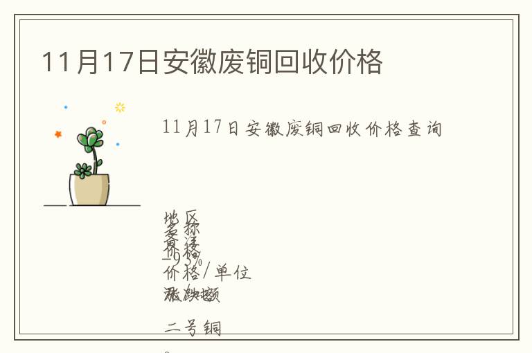 11月17日安徽廢銅回收價格