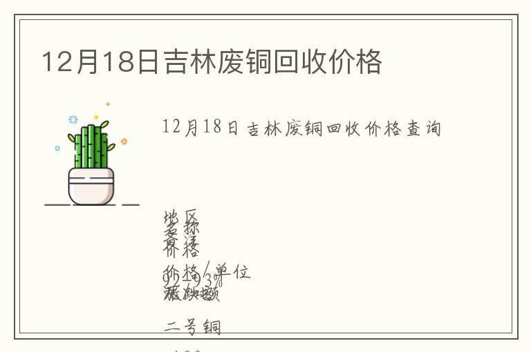 12月18日吉林廢銅回收價格