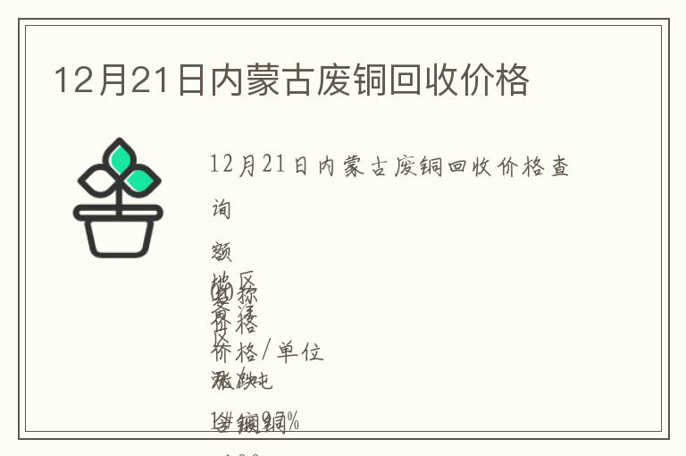 12月21日內蒙古廢銅回收價格