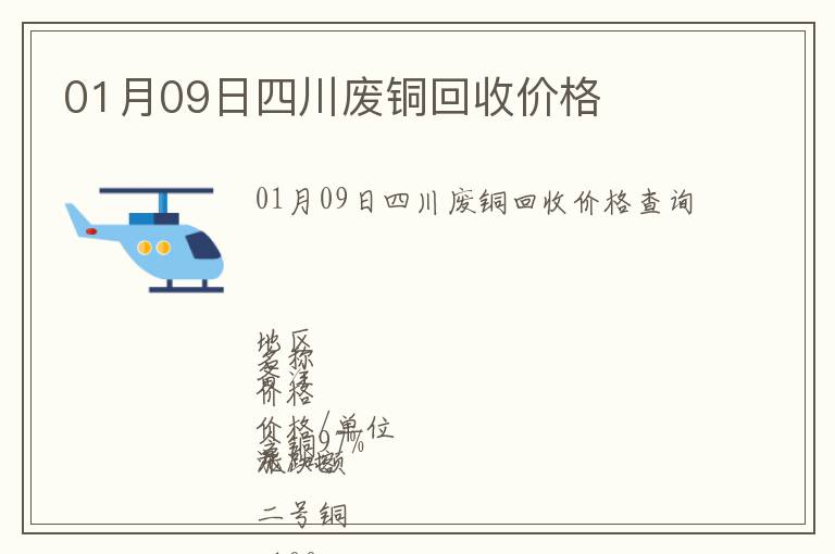 01月09日四川廢銅回收價(jià)格