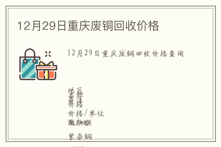 12月29日重慶廢銅回收價格