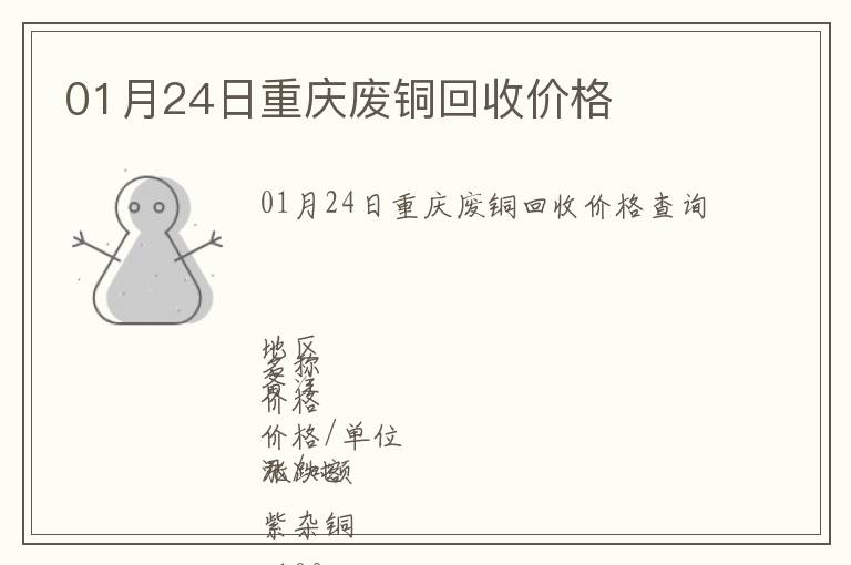 01月24日重慶廢銅回收價(jià)格