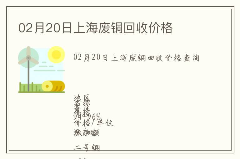 02月20日上海廢銅回收價格