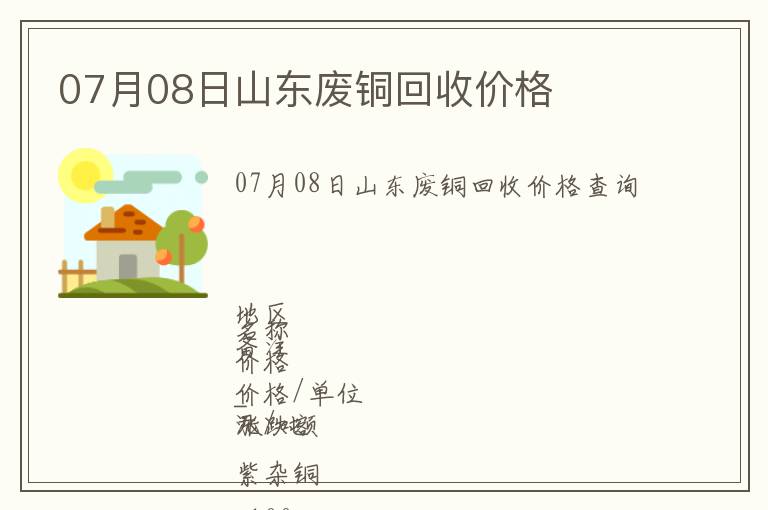 07月08日山東廢銅回收價(jià)格