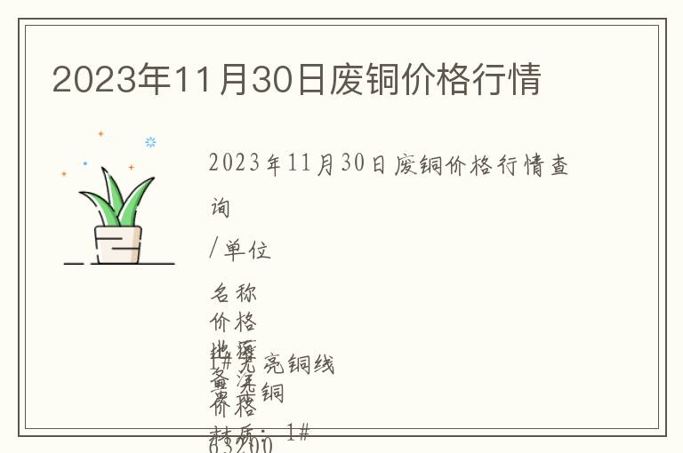 2023年11月30日廢銅價(jià)格行情