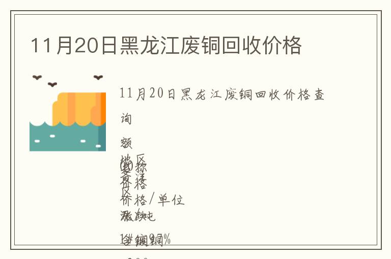 11月20日黑龍江廢銅回收價格