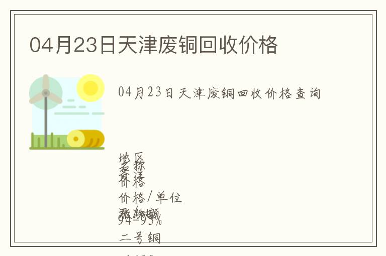 04月23日天津廢銅回收價格