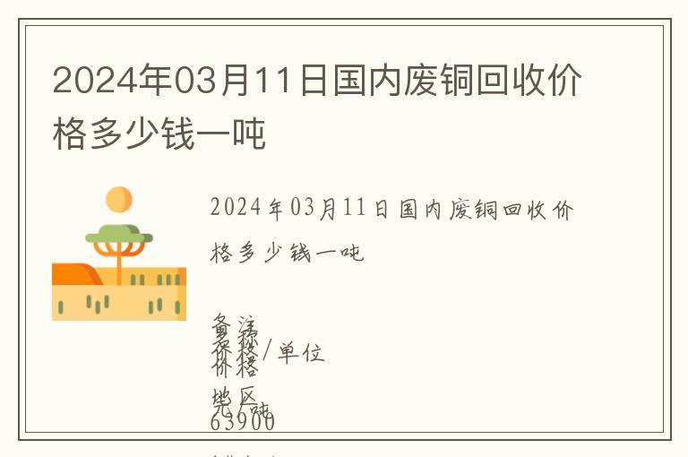 2024年03月11日國內廢銅回收價格多少錢一噸