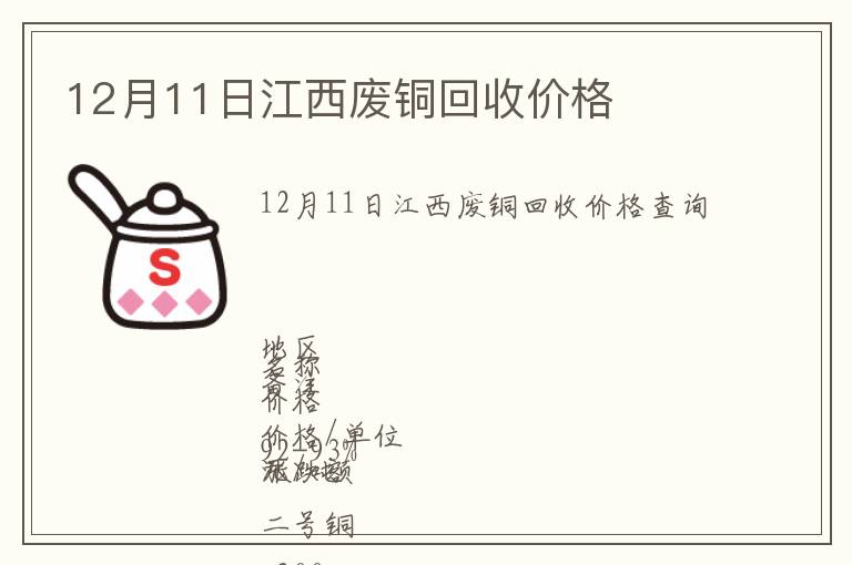 12月11日江西廢銅回收價格