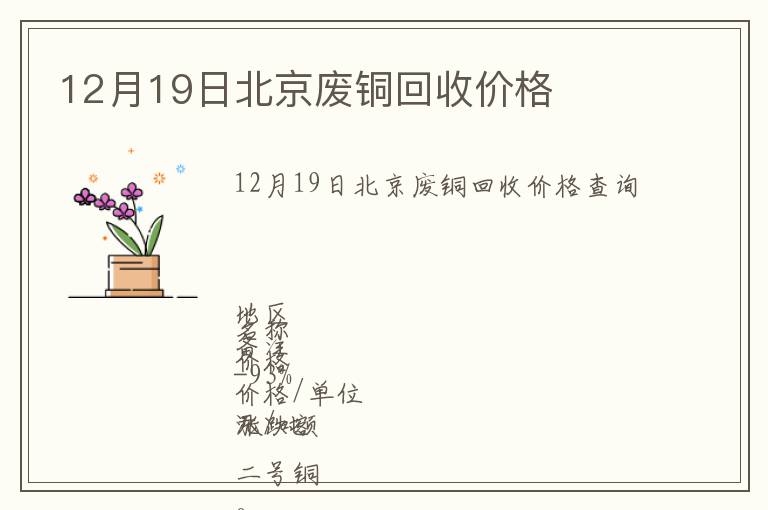 12月19日北京廢銅回收價格