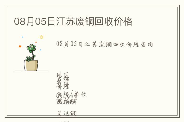 08月05日江蘇廢銅回收價(jià)格