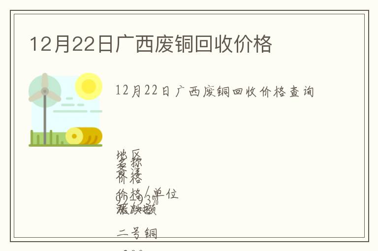 12月22日廣西廢銅回收價格