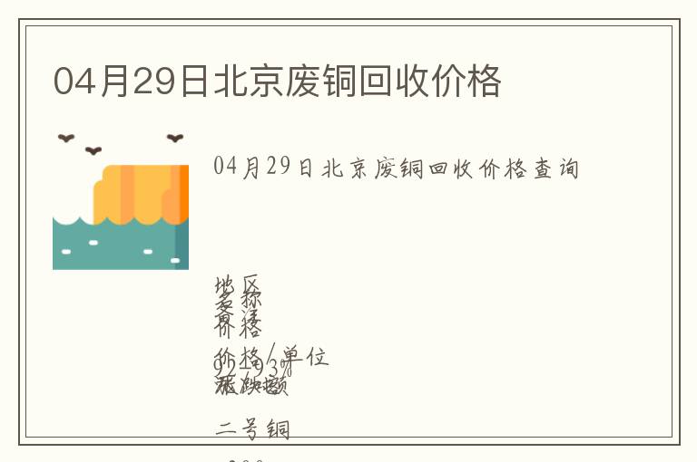 04月29日北京廢銅回收價格