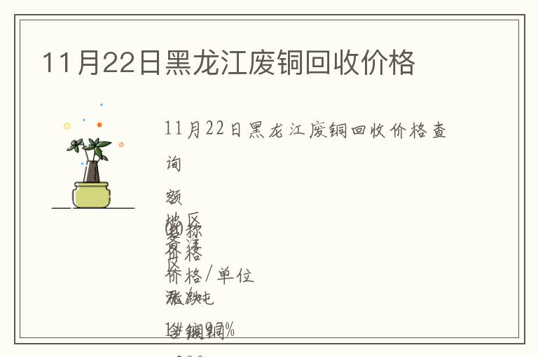 11月22日黑龍江廢銅回收價(jià)格