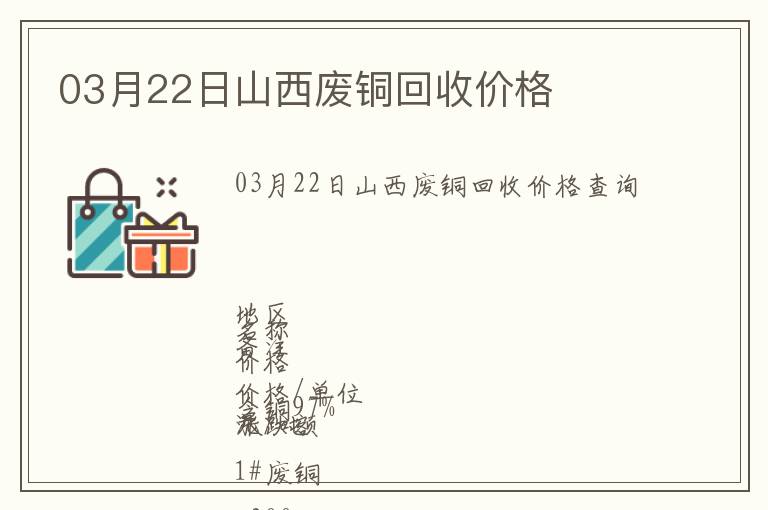 03月22日山西廢銅回收價格