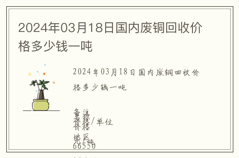 2024年03月18日國內廢銅回收價格多少錢一噸