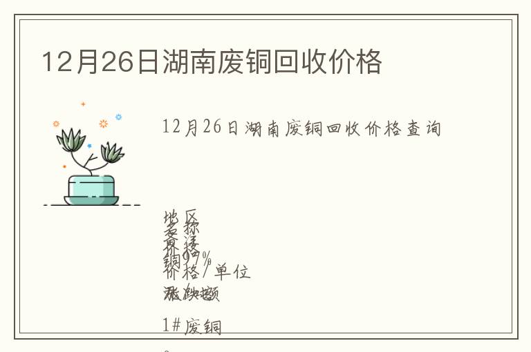 12月26日湖南廢銅回收價格