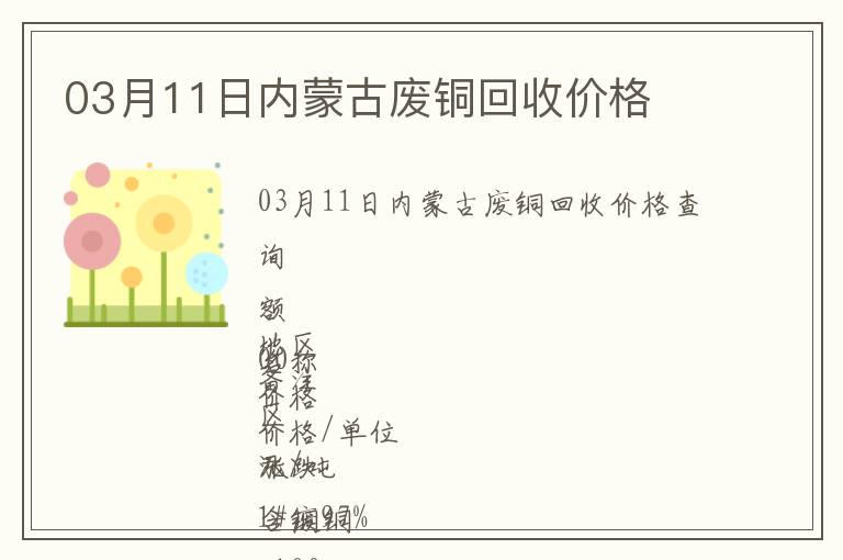 03月11日內蒙古廢銅回收價格