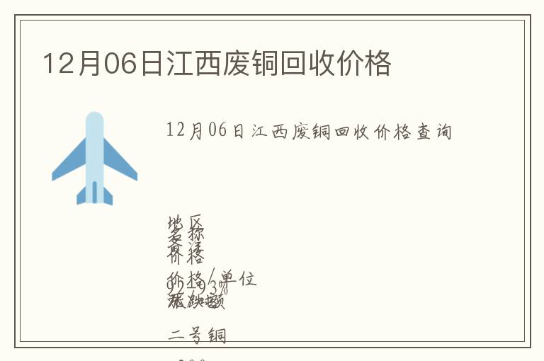 12月06日江西廢銅回收價格