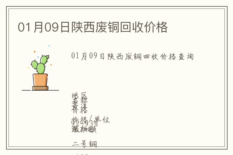 01月09日陜西廢銅回收價格