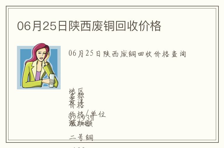 06月25日陜西廢銅回收價格