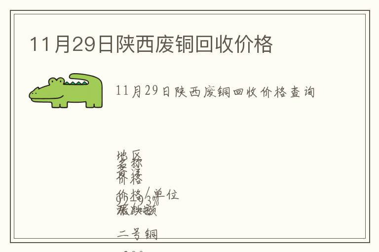 11月29日陜西廢銅回收價(jià)格