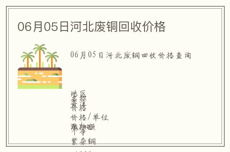 06月05日河北廢銅回收價格