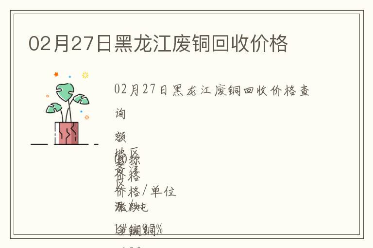 02月27日黑龍江廢銅回收價格