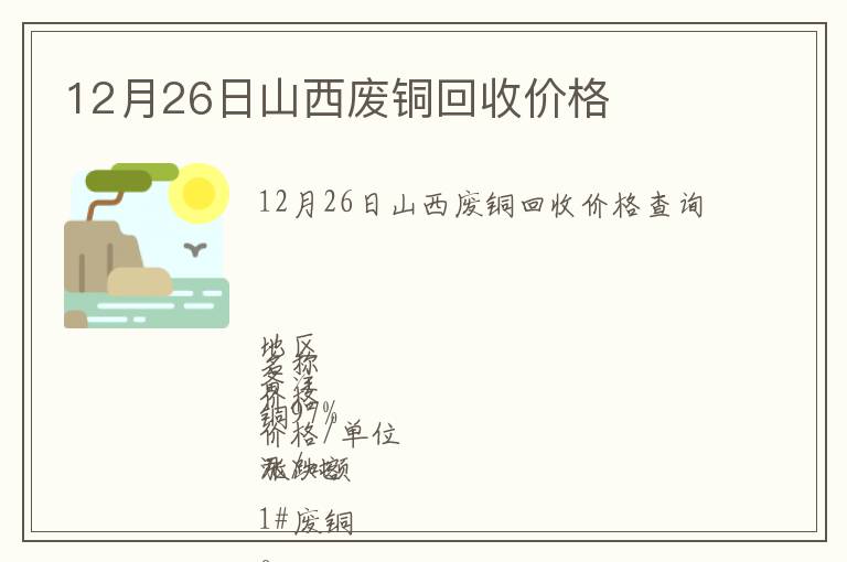 12月26日山西廢銅回收價格