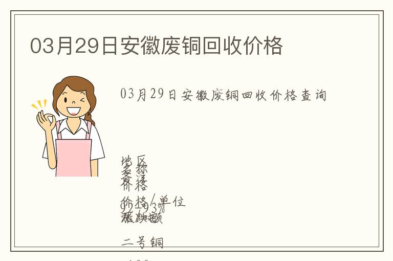 03月29日安徽廢銅回收價(jià)格